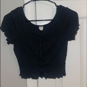 Ribbed Button Down Crop